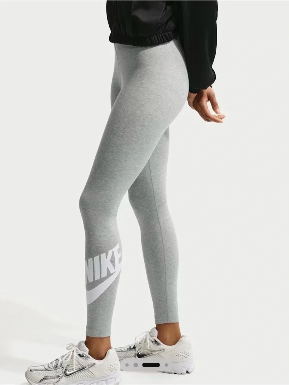 Nike Heather Gray Logo Leggings Size Medium - Picture 2 of 8
